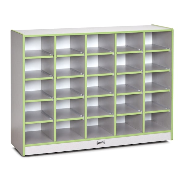 Jonti-Craft Rainbow Accents 25 Cubbie-Tray Mobile Storage, without Trays, Key Lime Green 0425JCWW130 - main
